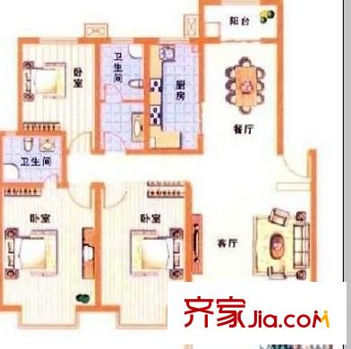 唐南香榭 3室 戶型圖