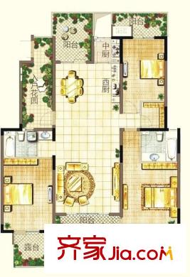 唐南香榭 3室 戶型圖