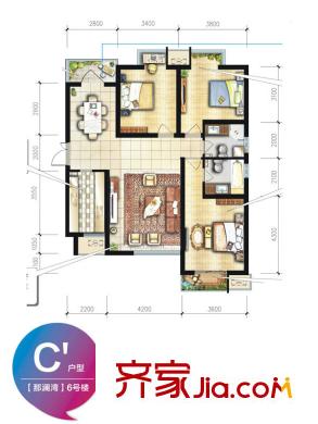 東城新一家二期6號(hào)樓C1戶型 3室2廳2衛(wèi)1廚