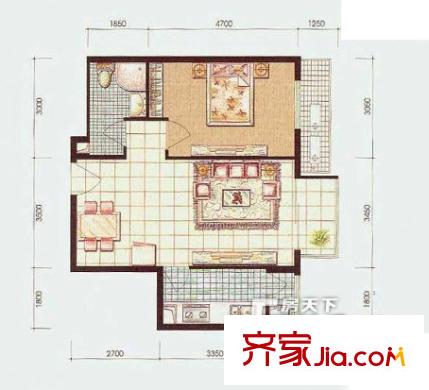  錦業(yè)大廈 1室 戶型圖