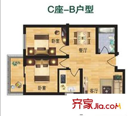 春天花園 2室 戶型圖