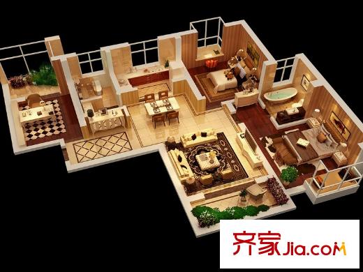九鼎城戶型圖4#戶型 2室2廳1衛(wèi)1廚