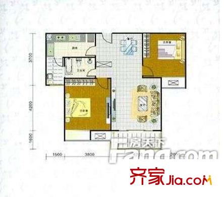 交大曲江新村 2室 戶型圖