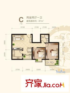 朱雀坊C戶型 2室2廳1衛(wèi)1廚