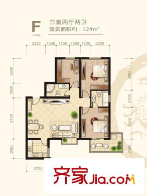 朱雀坊F戶型 3室2廳2衛(wèi)1廚
