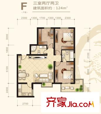 朱雀坊F戶型 3室2廳2衛(wèi)1廚