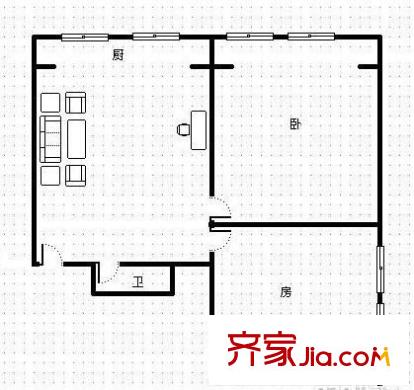 穎園小區(qū) 2室 戶型圖