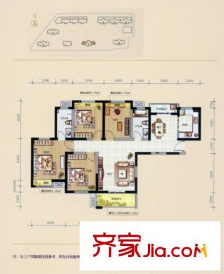 大平方米曲江真境戶型圖B3戶型圖 4室2廳2衛(wèi)1廚