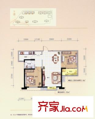 大平方米曲江真境戶型圖C2戶型圖 2室2廳2衛(wèi)1廚