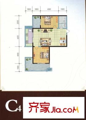寶楓佳苑戶型圖C4  2室2廳1衛(wèi)