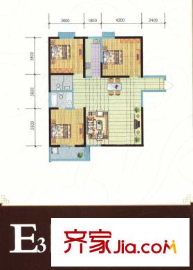 寶楓佳苑戶型圖E3 3室2廳2衛(wèi)