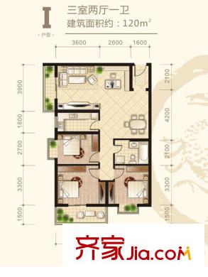 朱雀坊I戶型 3室2廳1衛(wèi)1廚