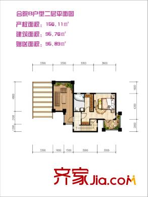 安德魯西亞合院B二層平面圖 3室3廳4衛(wèi)1廚