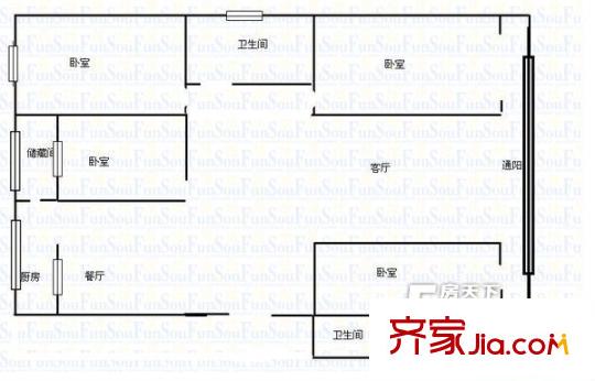 鹽業(yè)小區(qū) 3室 戶型圖