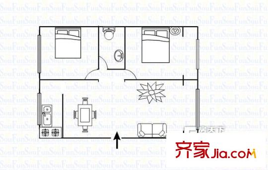 鹽業(yè)小區(qū) 2室 戶型圖
