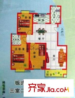 湖畔嘉園戶型圖3室2廳2衛(wèi)1廚