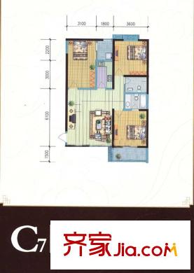 寶楓佳苑戶型圖C7D3D4 3室2廳2衛(wèi)