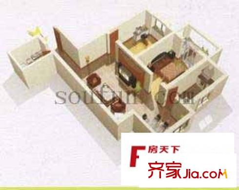 萬強藝術(shù)家戶型圖2室2廳1衛(wèi)1廚