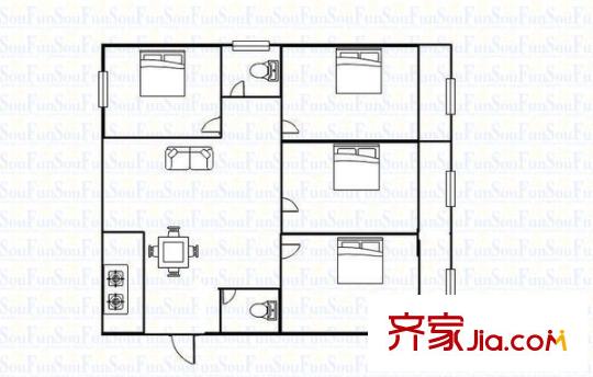 紫薇田園都市配套公寓 4室 戶(hù)型圖