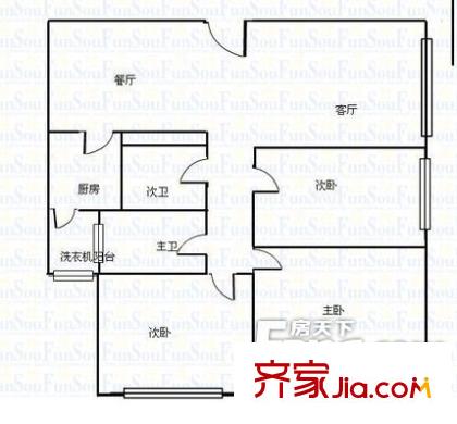 鳳棲福澤苑戶型圖02 3室2廳1衛(wèi)1廚