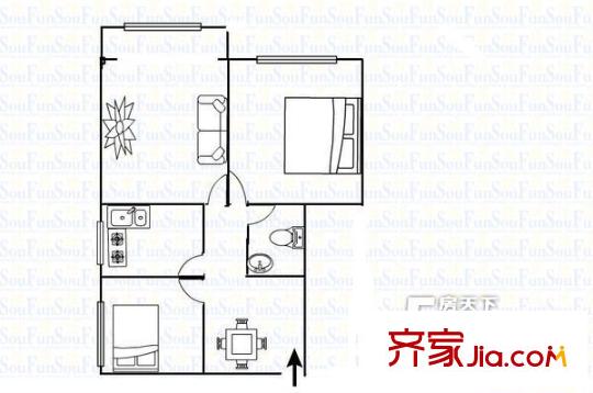鹽業(yè)小區(qū) 2室 戶型圖