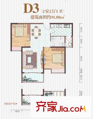 乾唐華府   2室 戶型圖