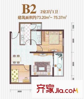  乾唐華府  2室 戶型圖