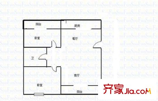 精典四季花園 2室 戶型圖