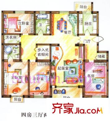 群賢莊戶型圖4室3廳2衛(wèi)1廚