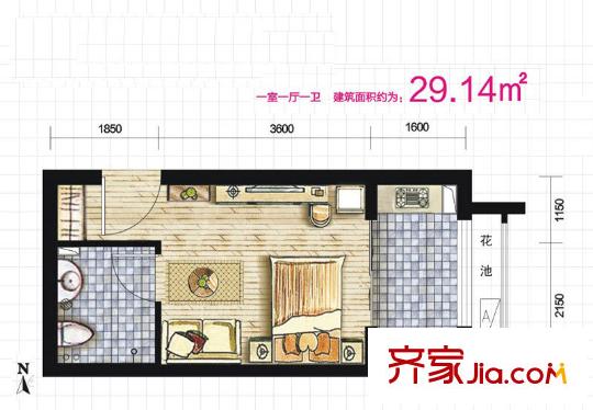 傘塔路丹尼爾小區(qū) 戶型圖 1室1廳1衛(wèi)