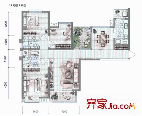 八一小區(qū) 3室 戶型圖