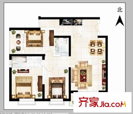 紫薇田園都市配套公寓戶(hù)型圖紫薇田園國(guó)際公寓 3室 戶(hù)型圖 3室2廳2衛(wèi)1廚