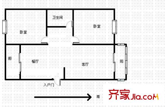 鳳棲福澤苑 2室 戶型圖