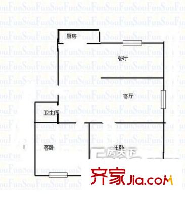 鳳棲福澤苑戶型圖01 2室2廳1衛(wèi)1廚