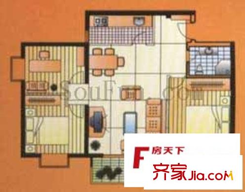漢杰天賜良苑戶型圖3室2廳1衛(wèi)1廚