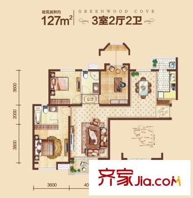 長江豐澤園 戶型圖 3室2廳2衛(wèi)
