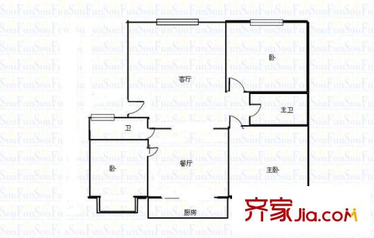 精典四季花園 3室 戶型圖