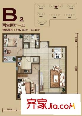 群賢莊 2室 戶型圖