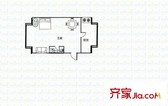 傘塔路丹尼爾小區(qū) 1室 戶型圖