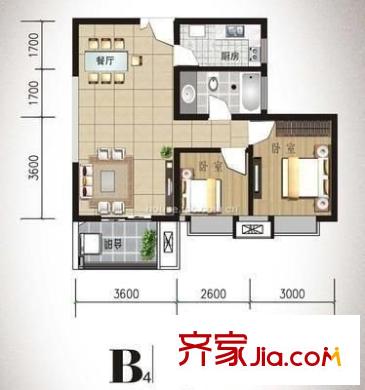 新西藍二期 戶型圖 2室廳1衛(wèi)