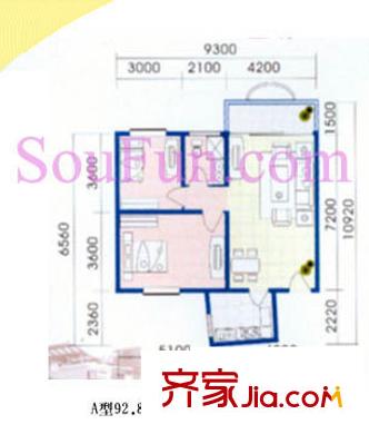 西城芳洲戶型圖A戶型 2室2廳1衛(wèi)1廚