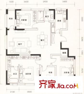 新西藍(lán)二期 戶型圖 3室2廳2衛(wèi)