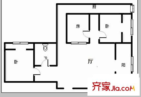 漢杰天賜良苑 3室 戶型圖