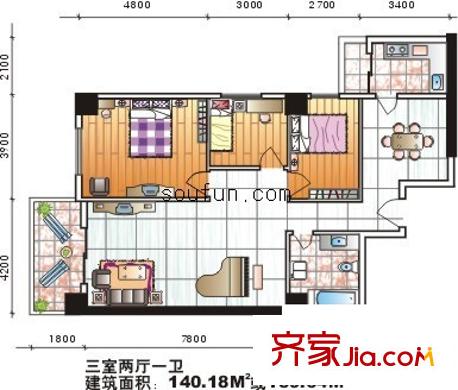 南方星座 3室 戶型圖