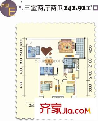 南方星座 3室 戶型圖