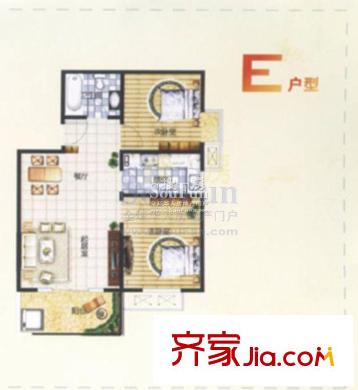 東方星家園戶型圖E戶型 2室2廳1衛(wèi)1廚