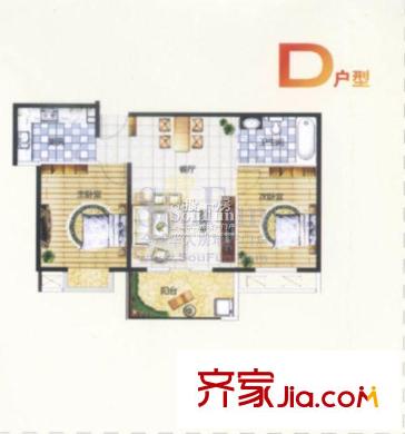 東方星家園戶型圖D戶型 2室2廳1衛(wèi)1廚