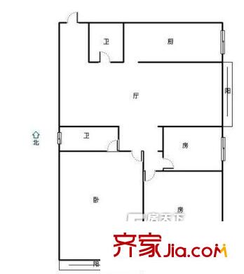 青龍小區(qū)戶型圖03 3室1廳2衛(wèi)1廚