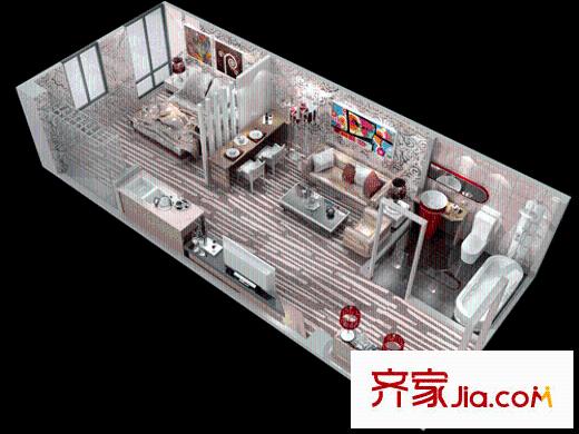禎祥寶庫戶型圖1-f戶型 1室1廳1衛(wèi)1廚