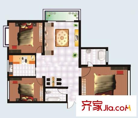  翰林北苑 3室 戶型圖